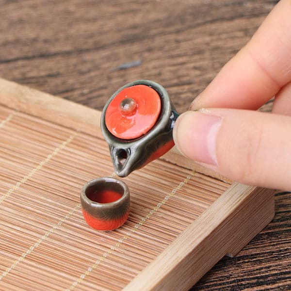 1:12 Dockskåp Miniatyr Keramisk Tekanna Tekopp Matservis Gör Tekanna + Kopp