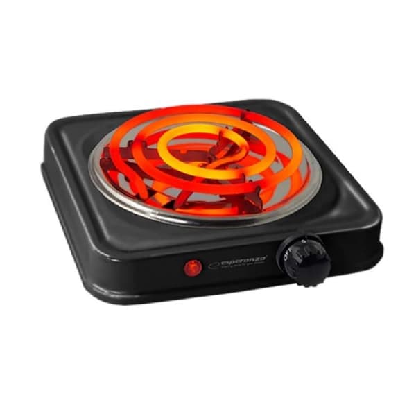 Esperanza - Elektrisk kogeplade - 1000 W - Sort