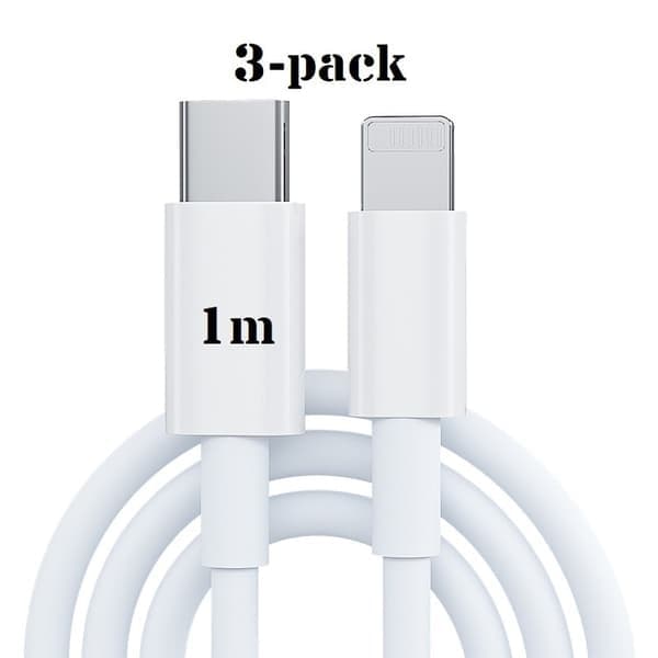 Glad-kompatibel iPhone-lader - 3-pakning - LADEKABEL - 20W USB-C - Hurtiglader Vi,,3 stk