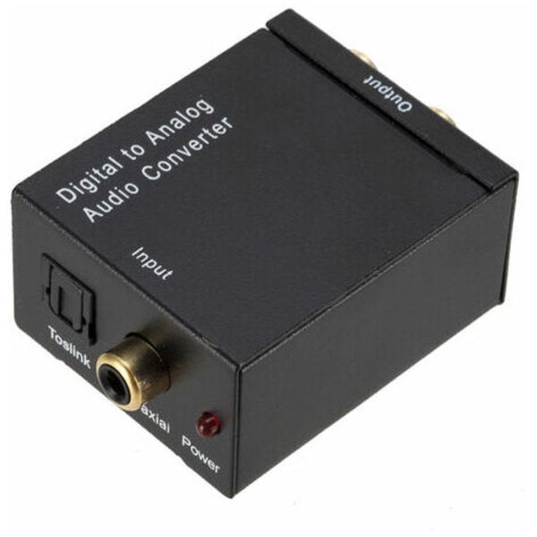 Digital til Analog Lydkonverter Fiber til RCA Lydbryterboks Toslink Koaksial AV Bryter Velgerboks Svart