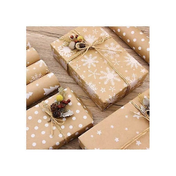 Kraftpapper för julklappar, julklappspapper, Kraftpappersrulle, förpackningsfärg, tjockt julchic brunt presentpapper, tra