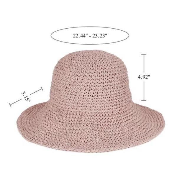 Sammenklappelig stråhat til kvinder, sammenklappelig bred stråhat - sommer & strand, dame solhat til sommer 57-59 cm pink pink
