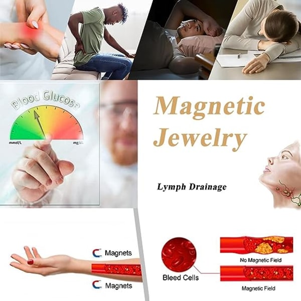 Magnetisk kobberarmbånd til mænd med massiv smykkemanchetarmbånd (justerbar størrelse)