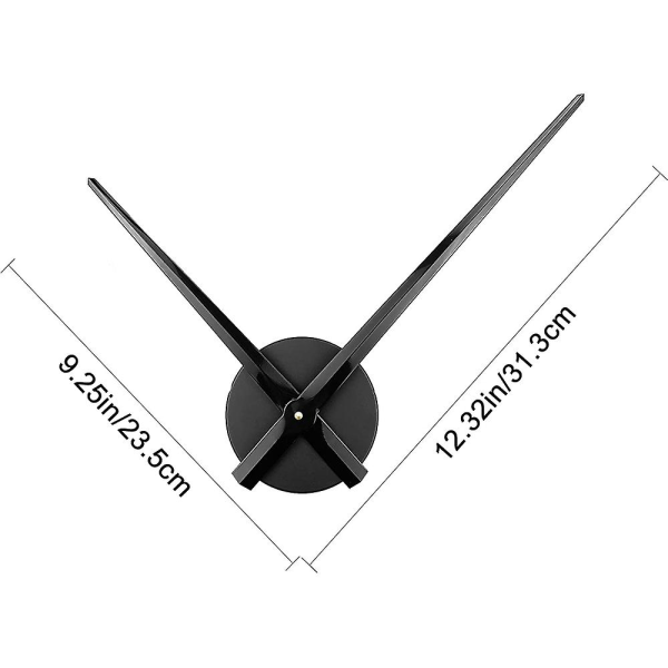 3d urviser til vægur, kvartsurværk, sort Black