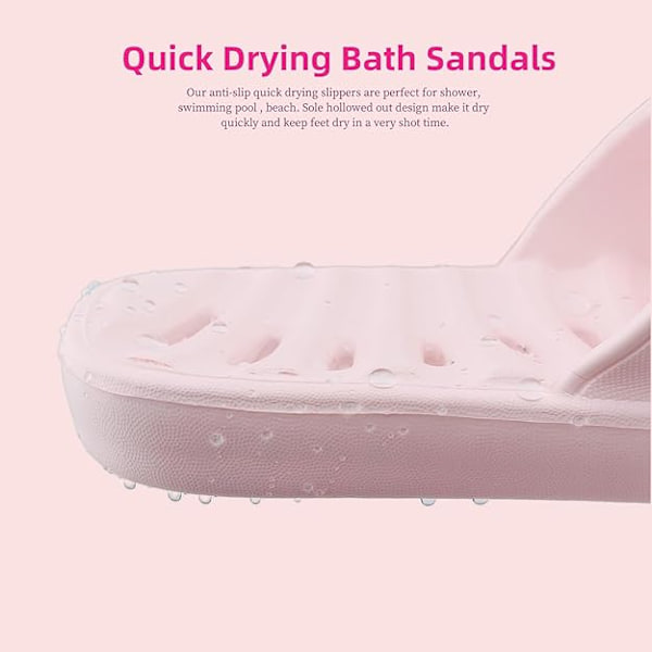 Dusjslippers for kvinner og menn, raskt tørkende dusjsko, sklisikre slippers for bad, svømmebasseng, sommerstrandssandaler 6-7