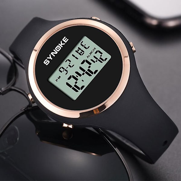 Silikonklocka för damer, utomhussportsklocka, elektroniska klockor, LED-digital, 50 m vattentät, klocka för män, Relogio Feminino 2022 Silicone Black watch