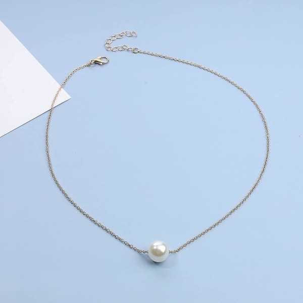 Boho Perle Halskæde Guld Flydende Perle Choker Halskæde Minimalistisk Kæde
