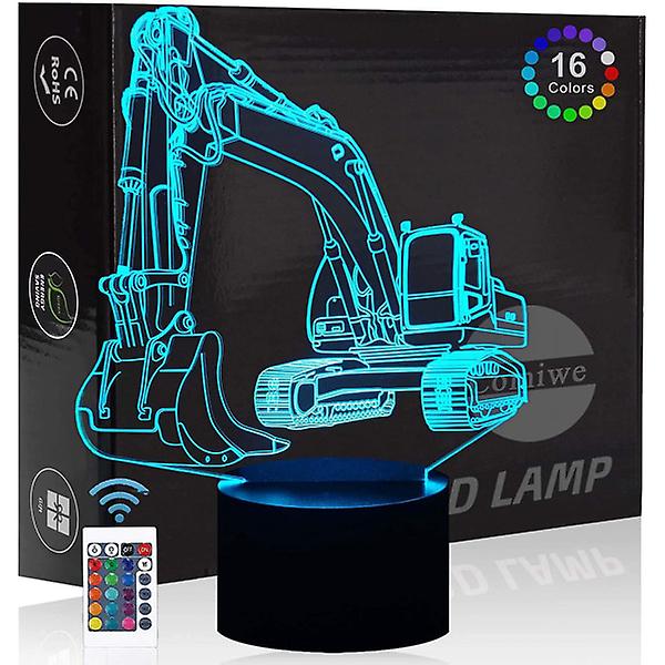 2024 nya grävmaskin 3d Illusion nattljusleksaker, 16 färger som ändras