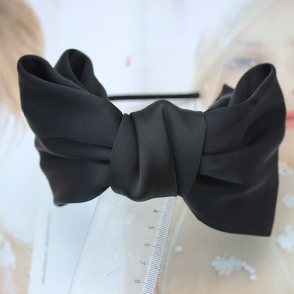 2 st söta stora rosett hårband rosett pannband hår accessoarer flickor kvinnor huvudbonader (svart, champagne)