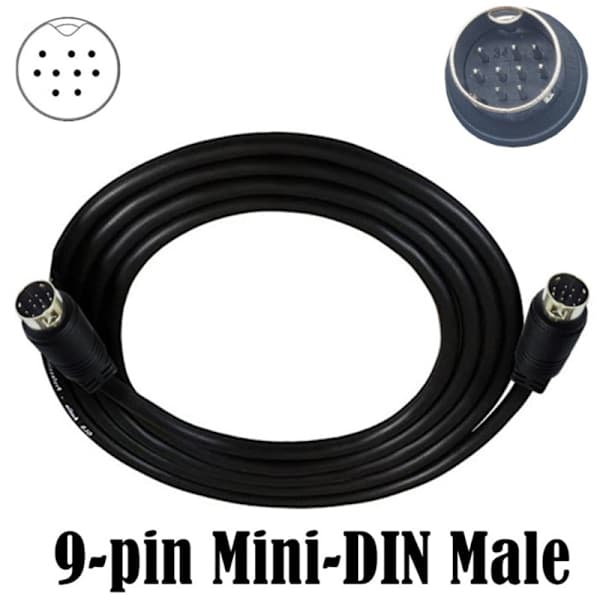 Mini Din 9-pin han til 9-pin han o Input Kabel 1m 2m 3m Kompatibel Sort 2M
