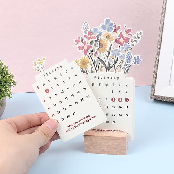 2026 Bloomy Flowers Bordkalender Mini Kalender Stående Bord CA