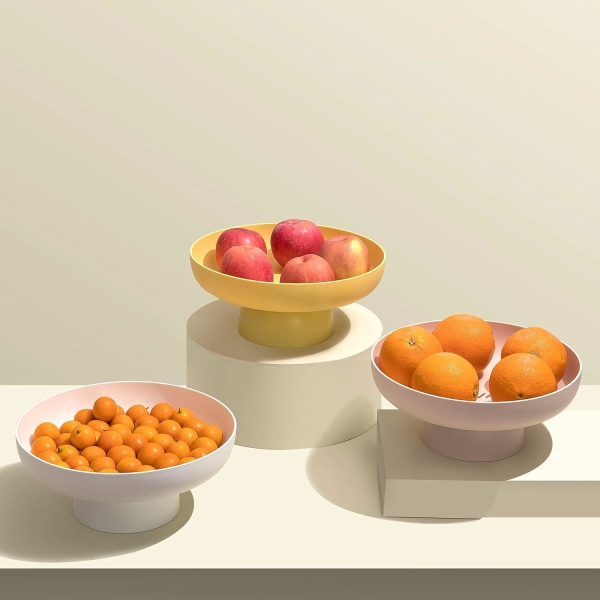 Fruktkorg i plast för snacks och frukt, bänkskiva, dekorativ mittpunkt för köksbänkar eller matbord, vit