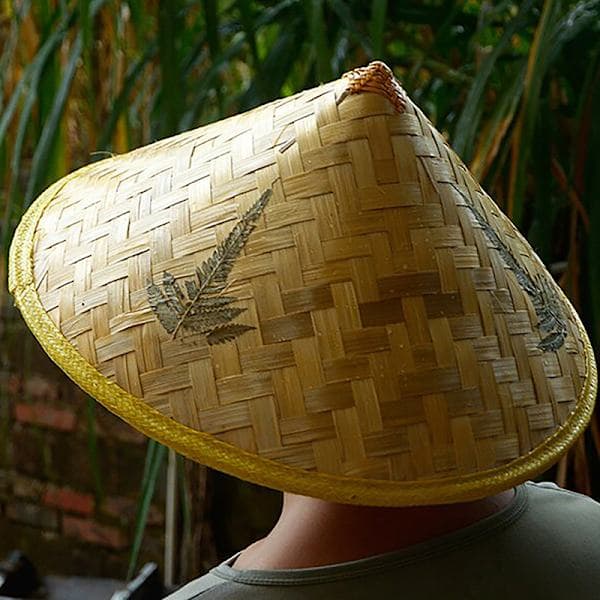 Retro Bambu Mätänevä Kalastajanhattu Käsintehty Kudottu Olkiämpäri A