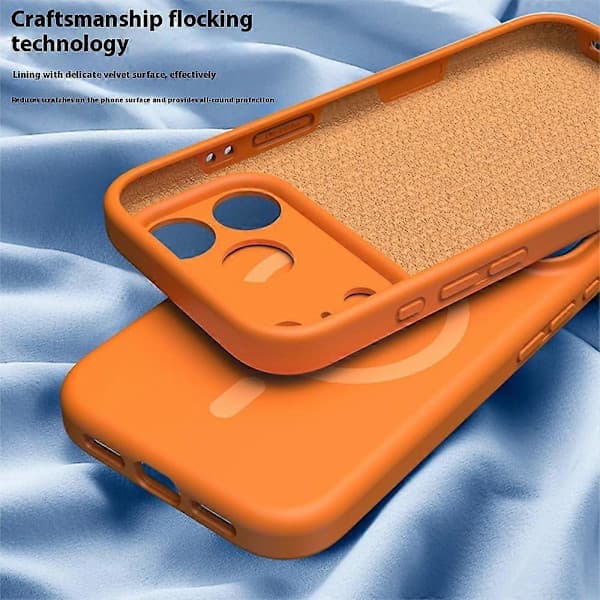 Skal för iPhone 17 Pro Max Kompatibelt med MagSafe Precision Passform PC + Flytande Silikon Skyddande Mobilskal Fluorescerande Orange