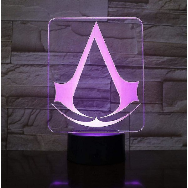 Assassins Creed Game Logo Nattljus Present för Barn Sovrumsinredning Färgskiftande Studierum 3d Led Nattljuslampa