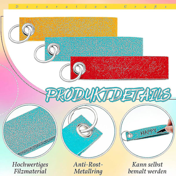 20 kpl huopa-avaimenperiä ruostumattomasta teräksestä valmistetulla renkaalla DIY-koristeluun ja avaimenperän askarteluun, avaimenperän tekemiseen itse, tyhjä 13x3 cm - sekoitetut värit
