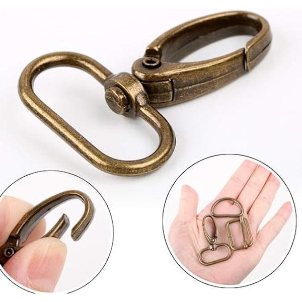 40 stk. cyan antikk tre glide ring metallspenne+D-ring+rot