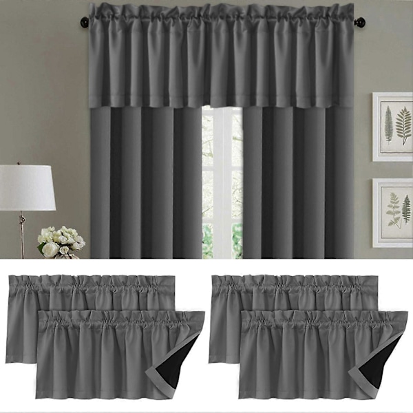 2 stk. Gardinkappe Lysblokkerende Moderne Elegant Ensfarget Svart Belegg Stue Soverom Vindusdeksel Hjemmerekvisitter KAESI Black