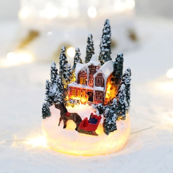 LED Julelys Ornamenter Julenissen Slott Snøhus Lysende A 1 stk