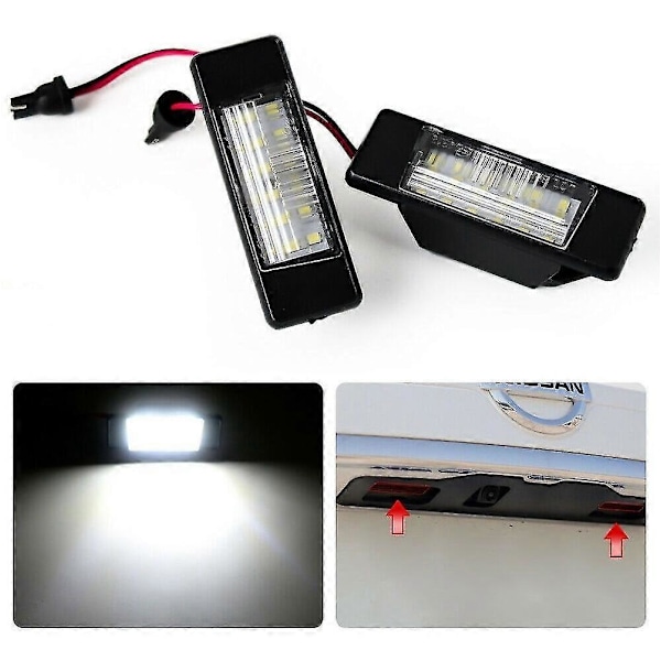 Nummerplåtslampa för Nissan Pathfinder, passar för Nissan Nissan Qashqai Qijun Sunshine March March LED Nummerplåtslampa Bagagelampa (svart) (1s