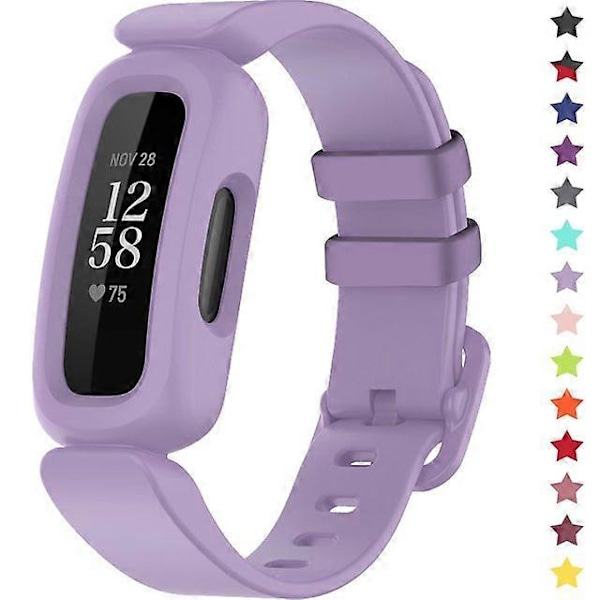 Rannekkeet Fitbit Ace 3 -lapsille, silikoniset vedenpitävät rannekorutarvikkeet, urheilukellon rannekkeen vaihto Fitbit Ace 3 -pojille ja -tytöille Lavender Fitbit Ace 3