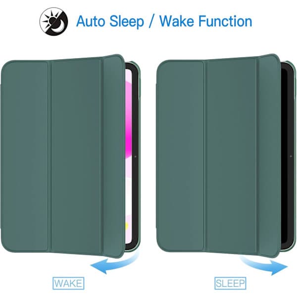 Fodral för iPad (A16) 11:e/10:e generationen (2025/2022), Slim Stand Hard Back Case Auto Wake/Sleep Function Foggy Green Dimmig Grön