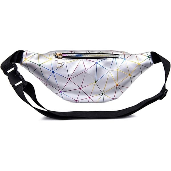 Vyölaukku, Holografinen Fanny Pack, Kiiltävä Vyölaukku Bumbag naiset Matkustaminen Urheilu Juoksu Vaellus (Hopeinen)