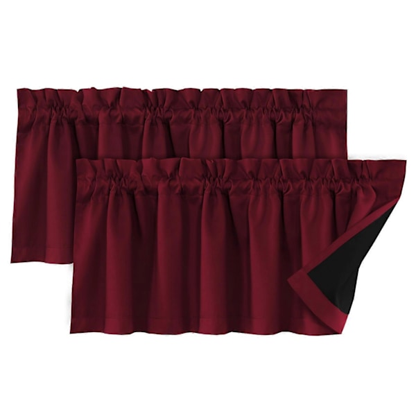 2 stk. Gardinkappe Lysblokkerende Moderne Elegant Ensfarget Svart Belegg Stue Soverom Vindusdeksel Hjemmerekvisitter KAESI Wine Red