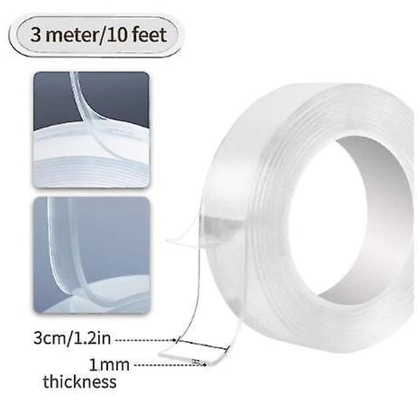 Nanotape Gjenbrukbar Multifunksjon Dobbeltsidig Transparent