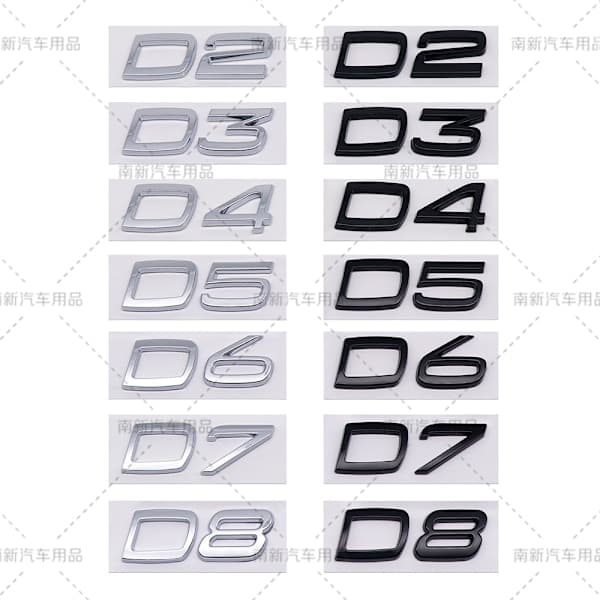 D2 D3 D4 D5 D6 D7 D8 etikett egnet for Volvo modifisert bilvolum bak digital engelsk D6-Silver