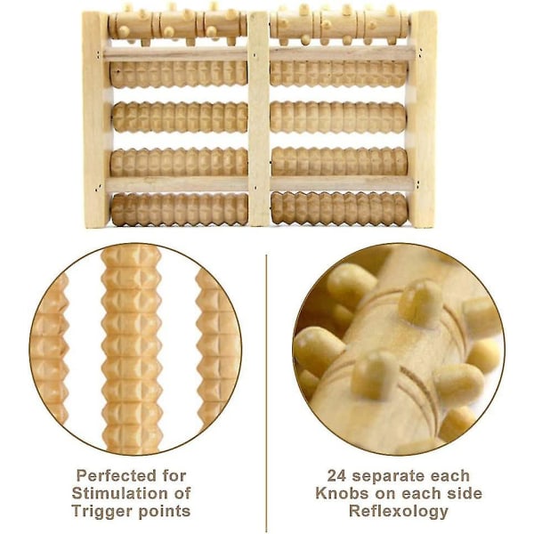 Fotmassagerulle Trä, Fotmassager, Fotmassagerulle Inkl. Fotzonterapi Dubbelfotrulle gjord av trä för ödem, plantar fasciit, fot P