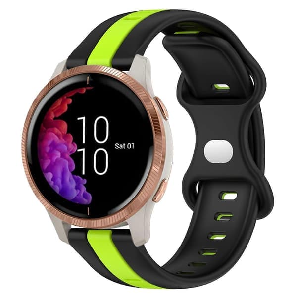 Silikonerem til Garmin Venu-lingling} Sort Grøn Black Green