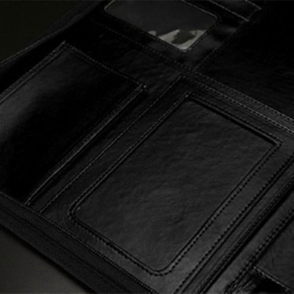 Bärbar Business Padfolio Portföljväska, PU Portföljmapp med Kalkylator för Kontorskonferens