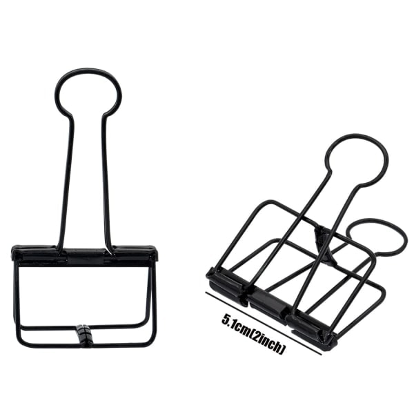 Ekstra store clips 2 tommer, clips sort til kontor skoleartikler (15 stk)
