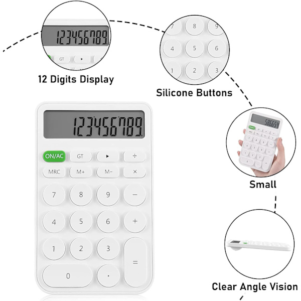 Skrivebordsregnemaskin for studenter, 12-sifret LCD-skjerm, grunnleggende skrivebordslommeregnere for skolekontorhjem