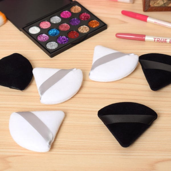 3 st Triangulära Makeup Svamp - Puderpuff, Tvättbara Makeup Svamp white