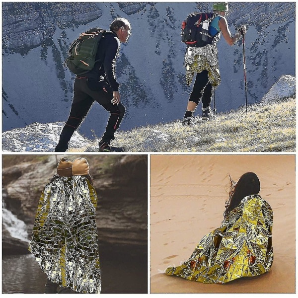 10 stk Nødblanket Foldbar Gull 210x160cm Sølv + Gull-- null ingen