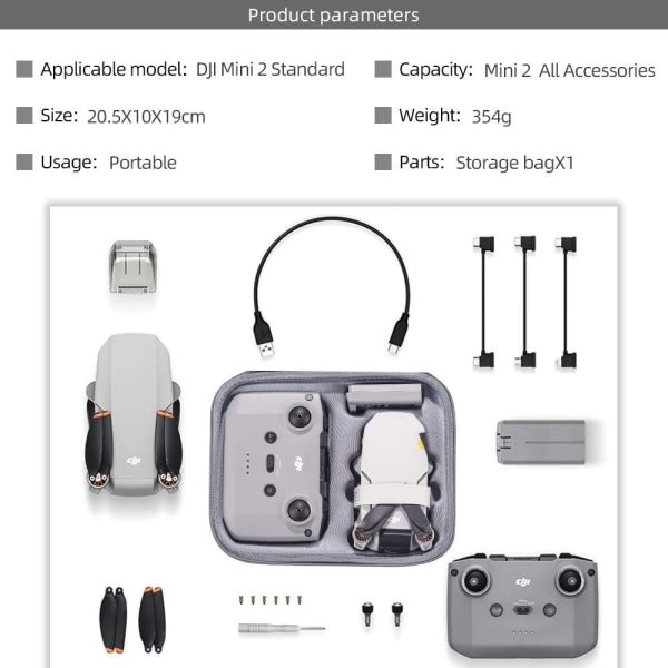 Mini 2 SE case vedenpitävä iskunkestävä säilytyspussin case DJI Mini 2 SE / Mini 2 drone ja kaukosäätimelle