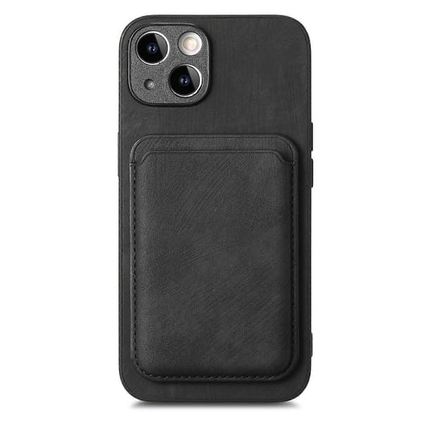Retro Læder Kort Taske Magnetisk Telefon Cover til iPhone 14 Black