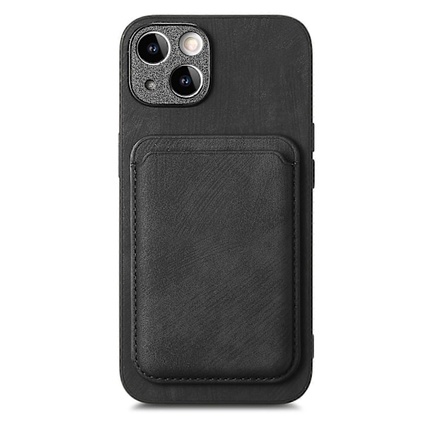 Retro Läder Kortficka Magnetiskt Mobilskal för iPhone 14 Black