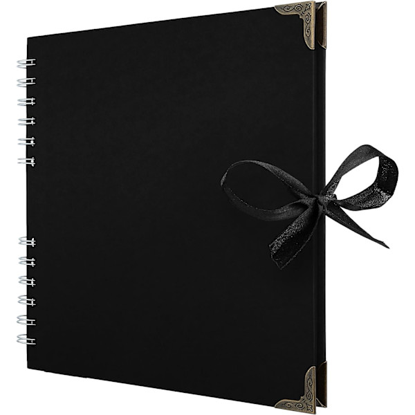 Skrapbok Album 60 sidor (21 x 21 cm) brun tjockt kraftpapper skrapbok perfekt för dina scrapbooking konst- och hantverksprojekt Black
