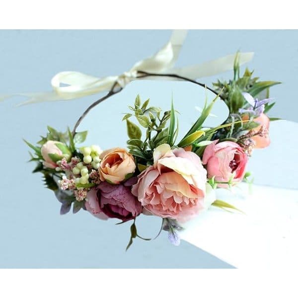Justerbar Blomster Tiara Blomsterkrans Krone Halo Hodeplagg Bryllupsfest