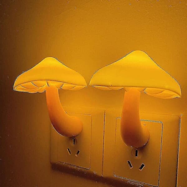 2x LED Nattlys Sopp Vegglampe EU Plugg Varmt Hvitt Lyskontroll