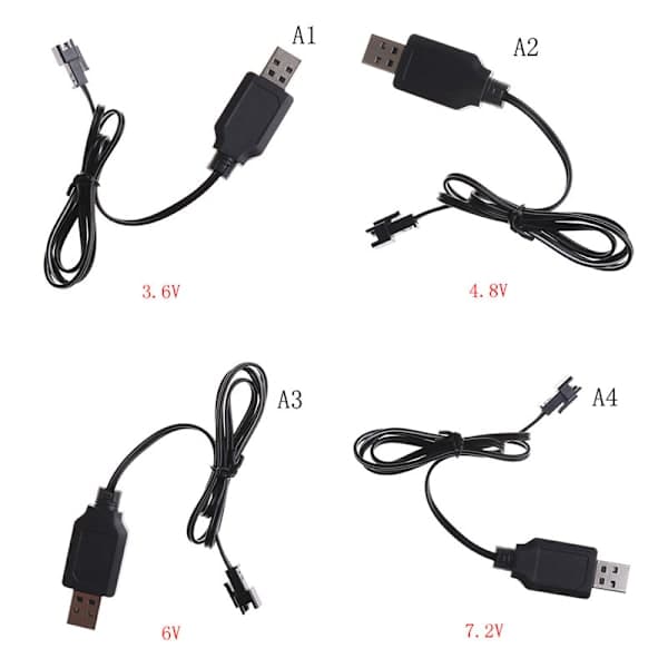 DC 3.6V-7.2V RC Batteripakke USB-laderadapter for fjernkontroll 4.8V 4.8V