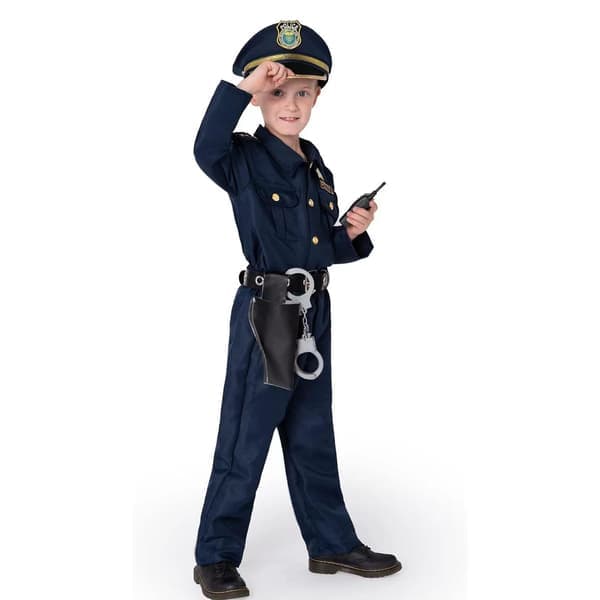 Polisdräkt för barn, polisdräkt för pojkar, Halloween Cosplay-fest M