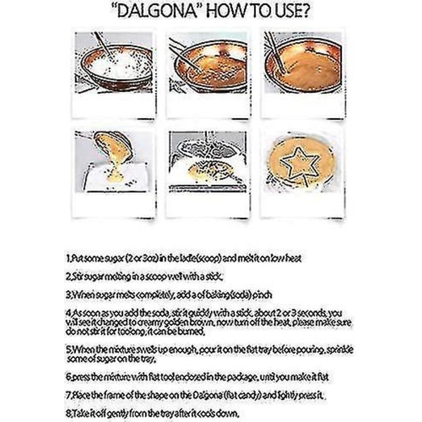 Korealainen sokerikaramellin valmistustyökalusetti Dalgona (9 kpl yhdessä setissä)