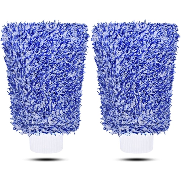 Mikrofiber Bilvask Votter Rengøringshandsker Udstyr Svampe, 2 Sæt Professionelle Ridsefri Polering Rengøringshandsker Blue