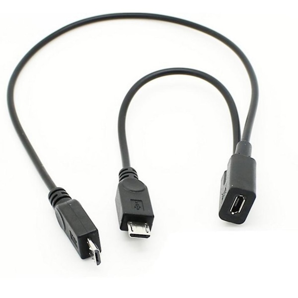 Micro USB hona till micro USB hane splitterkabel Dataöverföring 30 cm lång