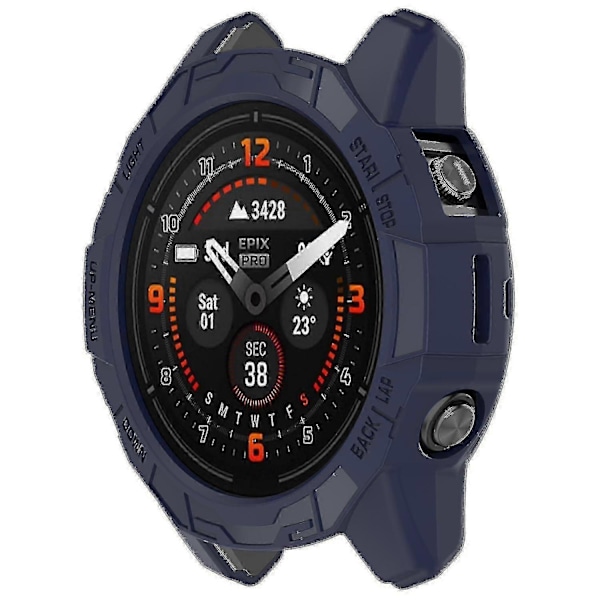 TPU Klockfodral för Garmin Epix Pro 51mm/(gen 2) 51mm /fenix 7x Pro / 7x, Repskyddande Ihåligt Skydd Midnight Blue