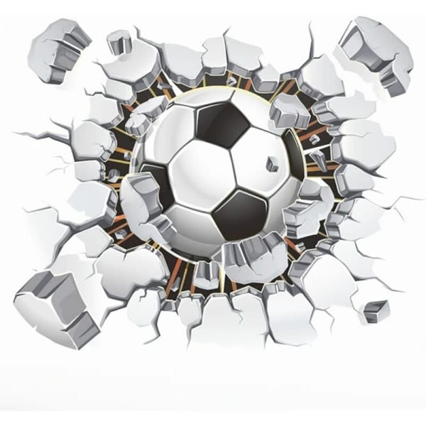 3D wallsticker fodbold (40x50 cm) I Dekorativt klistermærke, sport
